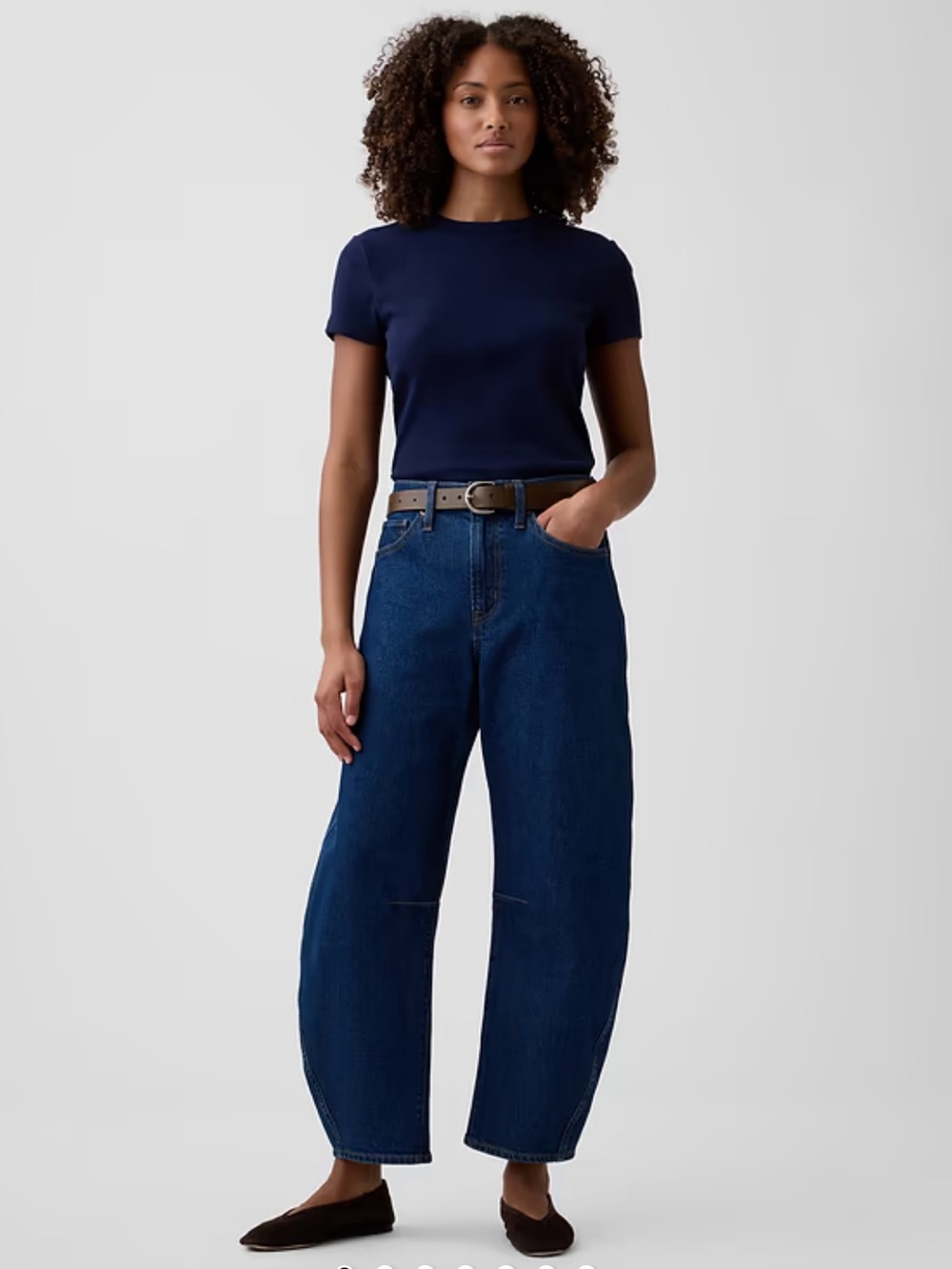 GAP Barrel Jeans High Rise Dark Wash Size 24/00 P NWOT